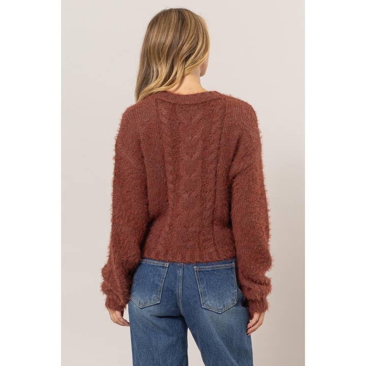 HYFVE - Wholesale Cardigan - Women's - DZ24G051-Drop Shoulder Cropped Cardigan