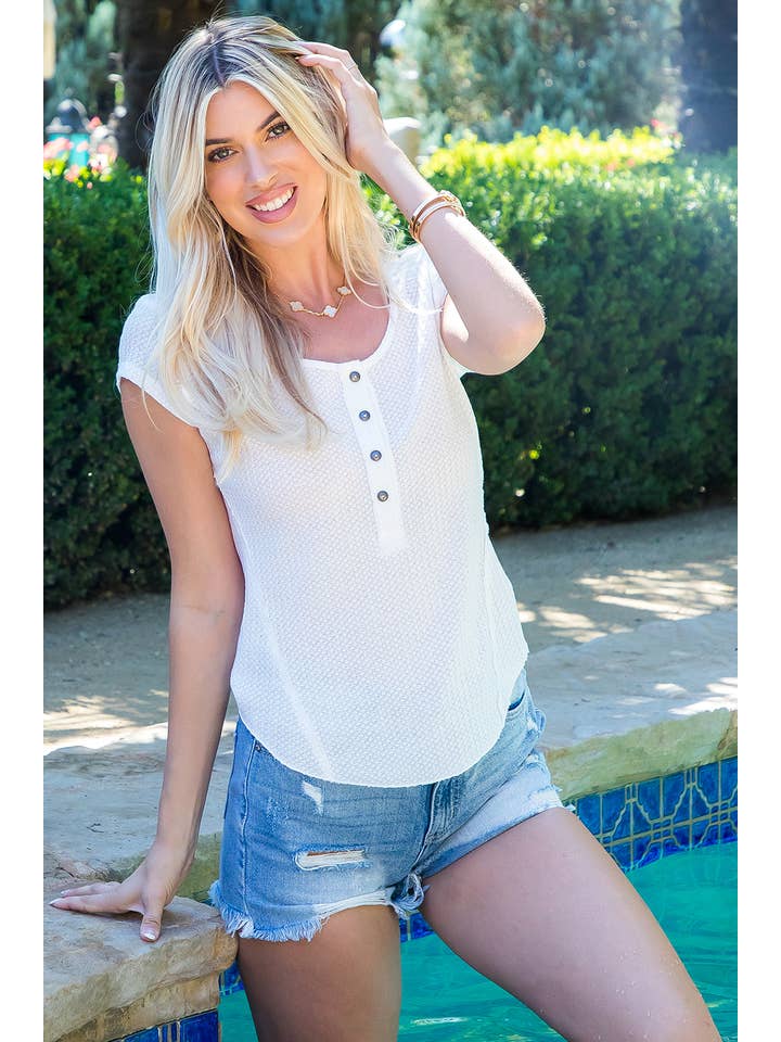 Sweet Lovely by Jen - Wholesale Knit Top - Women's - SW307 HENRY BUTTON S/S TOP6