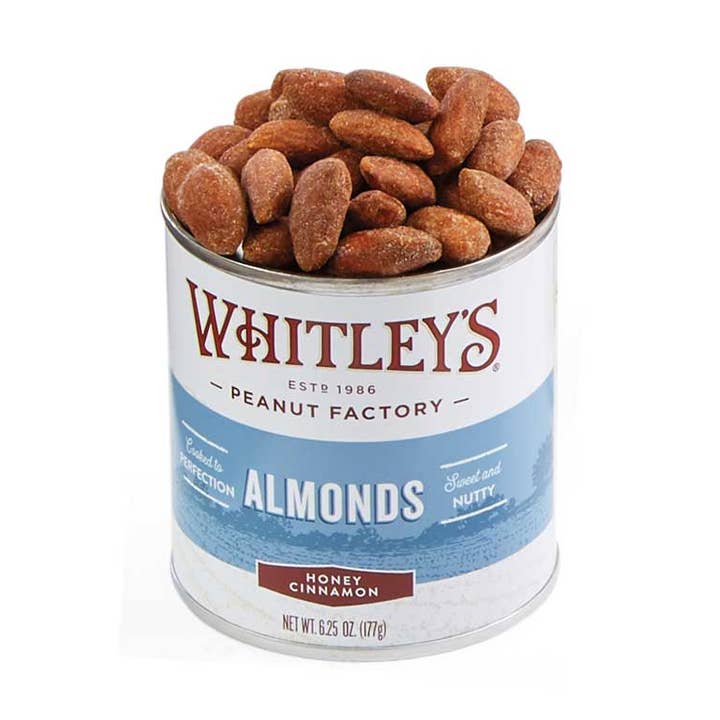 Whitley's Peanut Factory - Wholesale Nuts - 6.25 oz. Tins Honey Cinnamon Almonds0