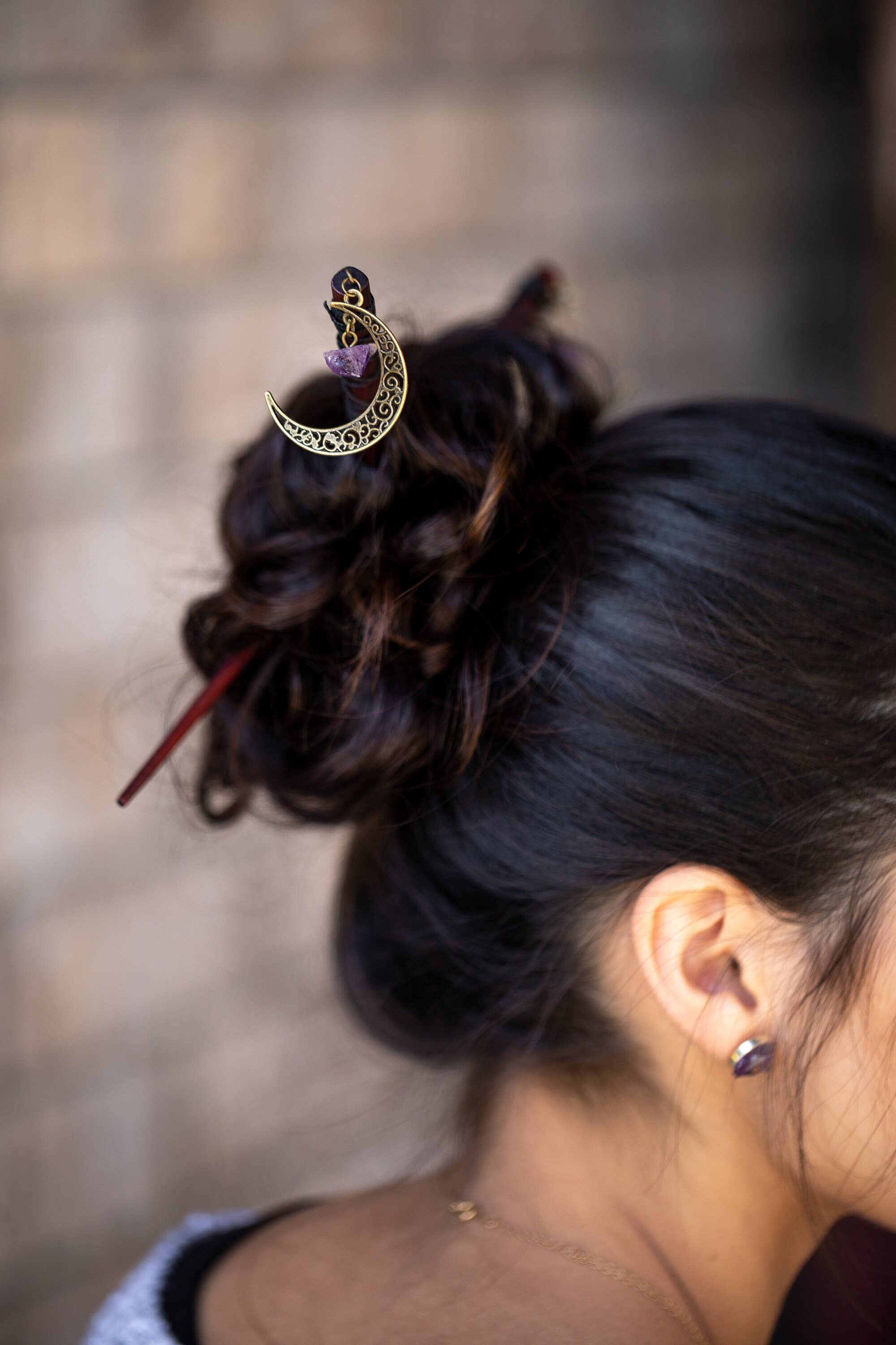 WonderLight Jewelry - Vendita all'ingrosso Forcine per capelli - Bastoncini per capelli Gemstone Moon - Moon/Wisdom10