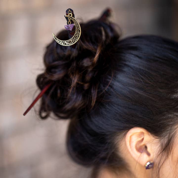 WonderLight Jewelry - Vendita all'ingrosso Forcine per capelli - Bastoncini per capelli Gemstone Moon - Moon/Wisdom10