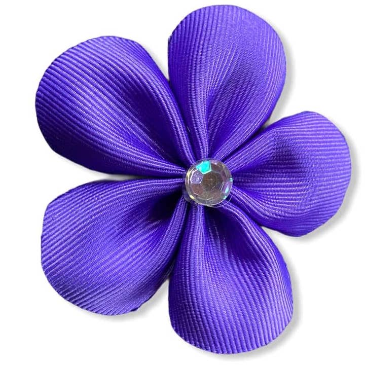 Pince à cheveux en ruban gros-grain uni Flower Power pour la vente par Bows Etc.