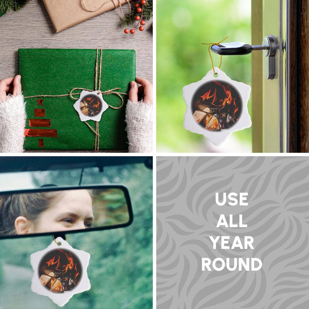 3dRose - Wholesale Ornament - 3dRose, Firewood burns in a stove, fire and ashes, Ornament4