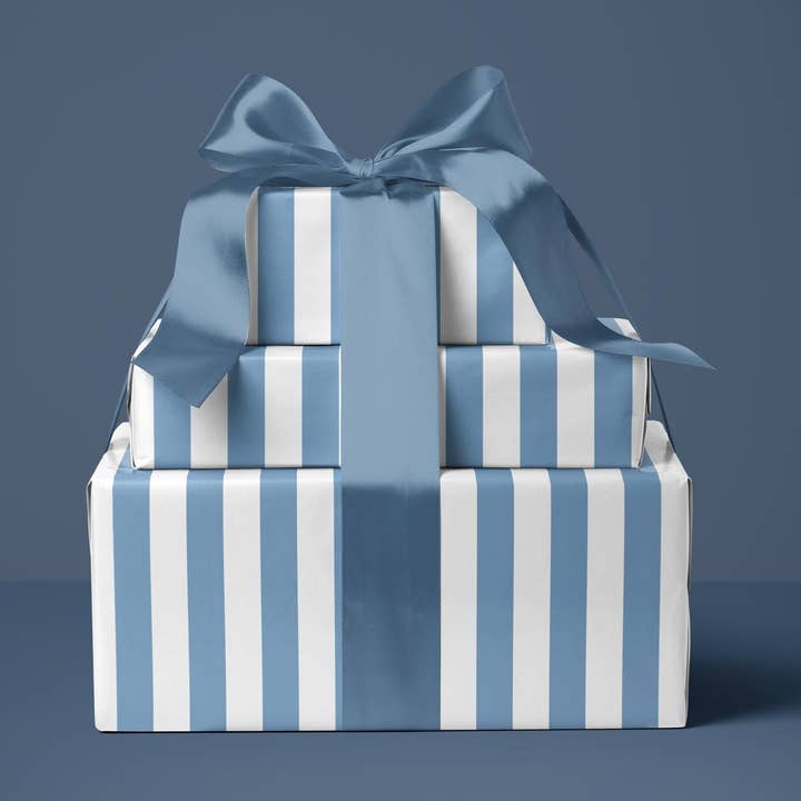 French Blue Striped Wrapping Paper for wholesale by SB Paperie