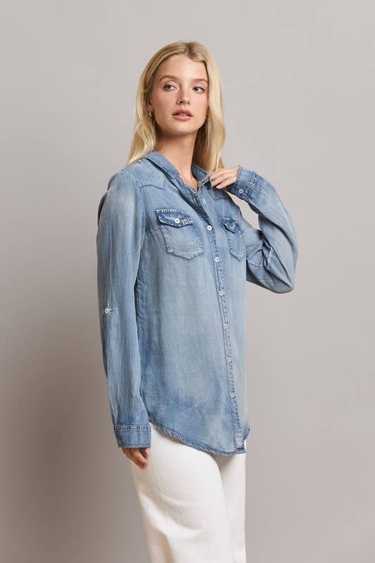 Able – wholesale Buttoned-down shirt – Women's – Denim Shirt4