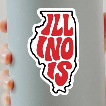 Red State of Illinois Sticker for wholesale by Kase Wear