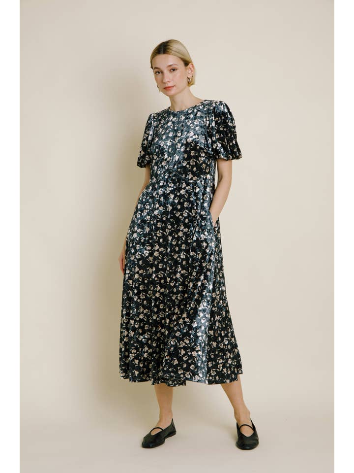 Aureum - Wholesale Dress - Women's - AD1754 - VELVET MIDI DRESS W/ CORDING3