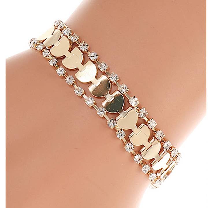 Pulseira com Coração de Strass e Elos por atacado de Atlas Fashion