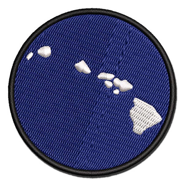 Sniggle Sloth - Wholesale Patch - Hawaii State Silhouette Multi-Color Embroidered Iron-On Patch Applique