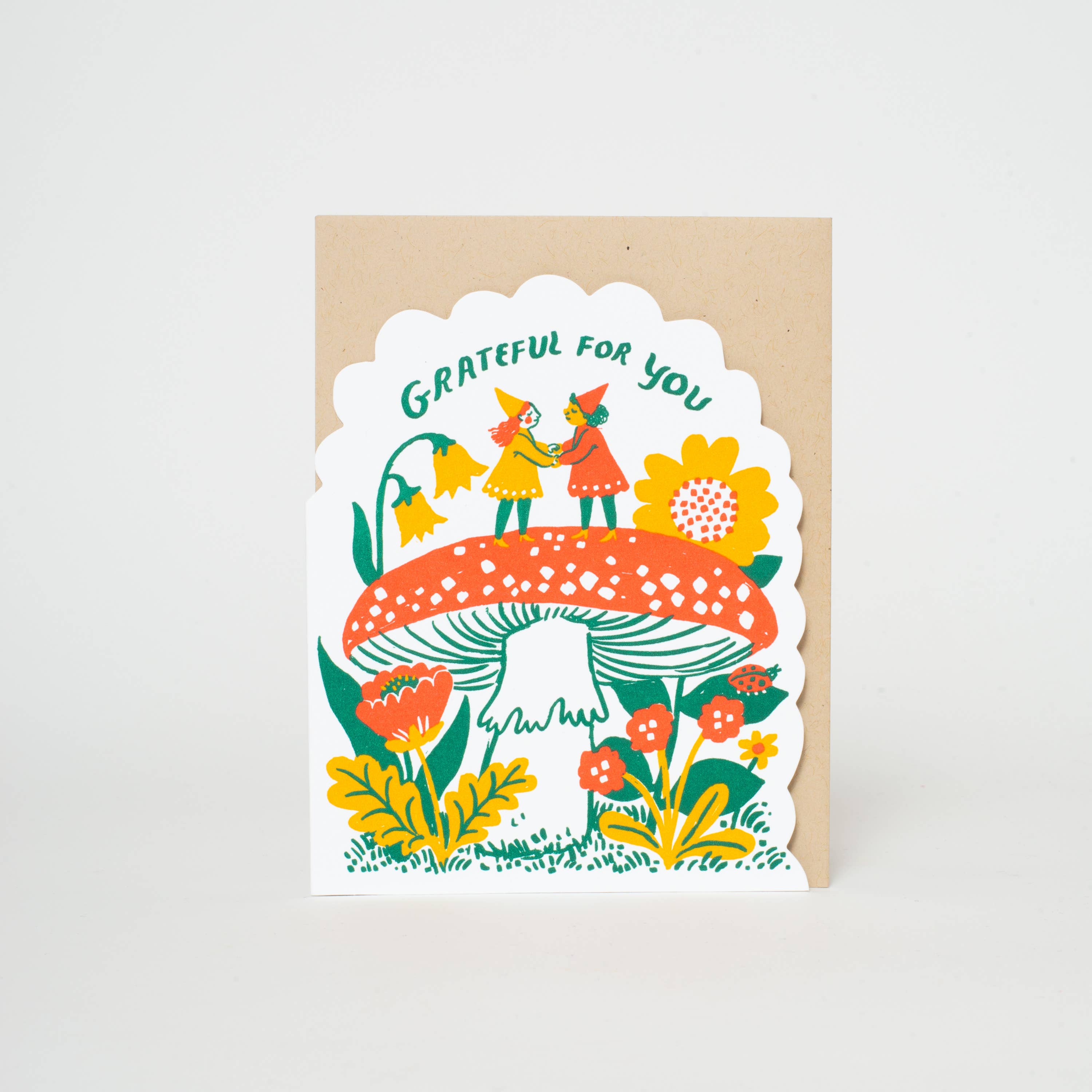 Egg Press Manufacturing - Wholesale Thank You Card - Grateful Gnomes Letterpress Greeting Card by Phoebe Wahl1