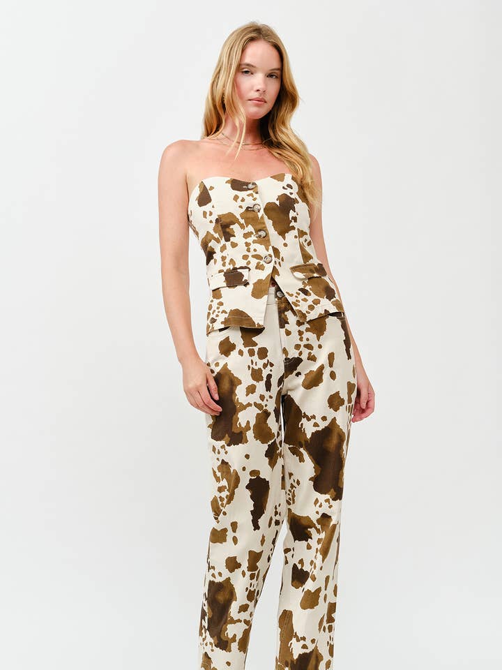 MULTI Fall Pre-washed cow-print baggy pants for wholesale on Faire2