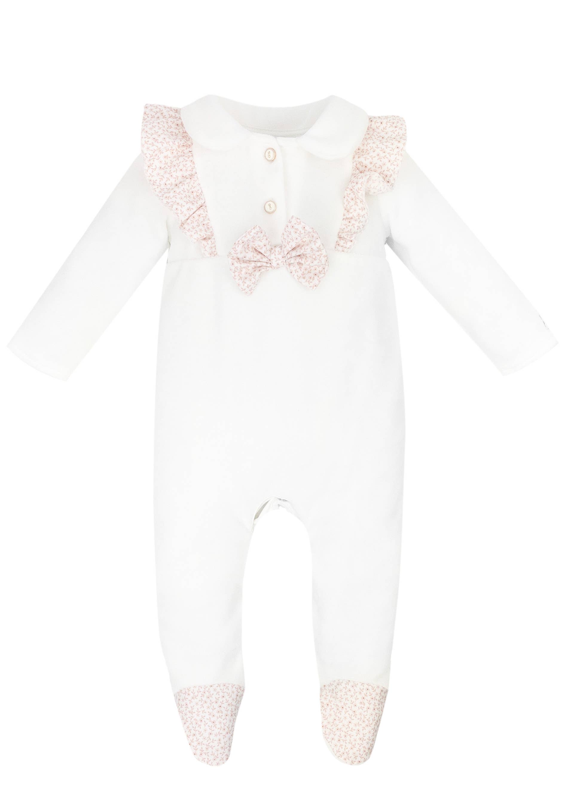 Ecru Cotton Velour Babygrow Beate for wholesale on Faire0