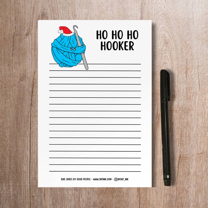 Ho Ho Ho Hooker Croquet Pun Taccuino | Cartoleria Natalizia per la vendita all'ingrosso da parte di SKP ink