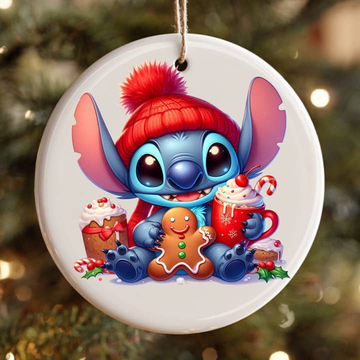 Baby Stitch Christmas Character Ceramic Ornament for wholesale by JAC Wholesale