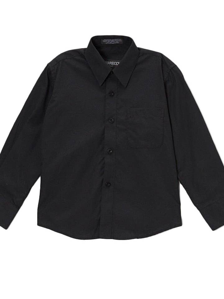 Zwart overhemd van premium effen katoenmix voor wholesale door Ferrecci