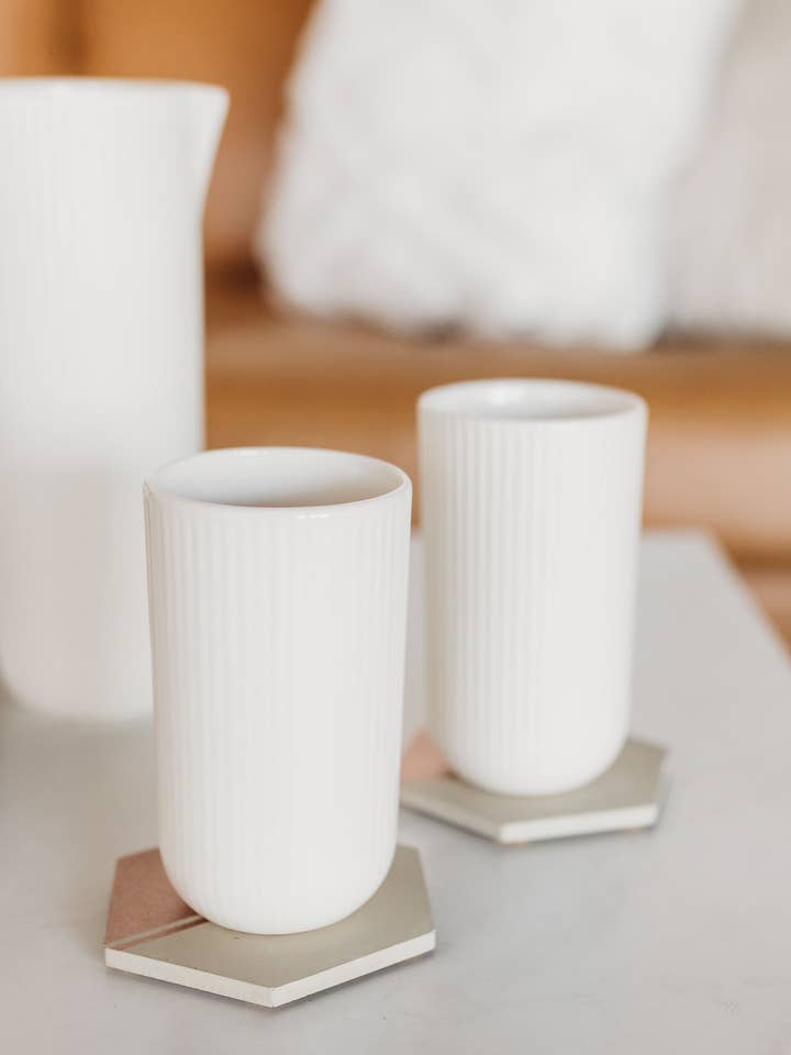 Concrete Hexagon Coasters | Gold (Set of Four) for wholesale by Alex + Theo