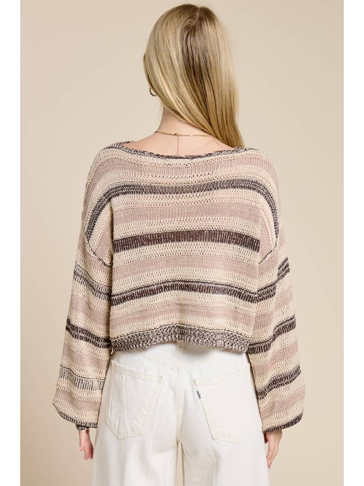 Mimosa - Wholesale Knit Sweater - Women's - Contrast Stripe Lightweight Knit Sweater10