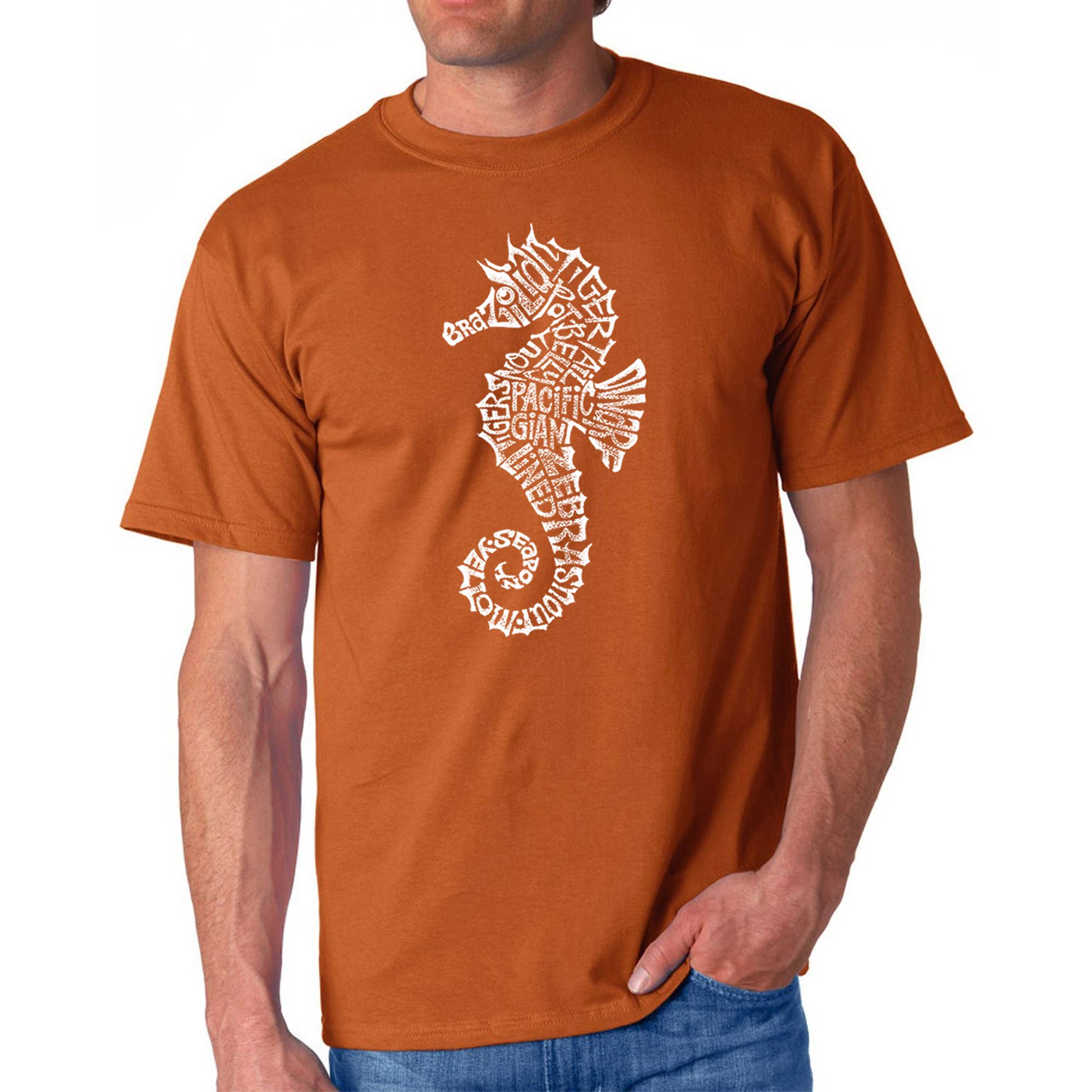 LA Pop Art - Vente T-shirt sérigraphié – homme - LA Pop Art T-shirt homme Word Art - Types d'hippocampe5