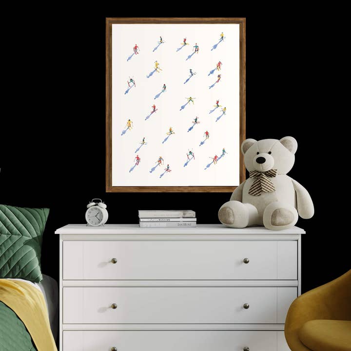 Watercolor Wednesday | Adventure Art & Stationery - Wholesale Art Print - Vintage Alpine Skiers | Minimalist Watercolor Art Print