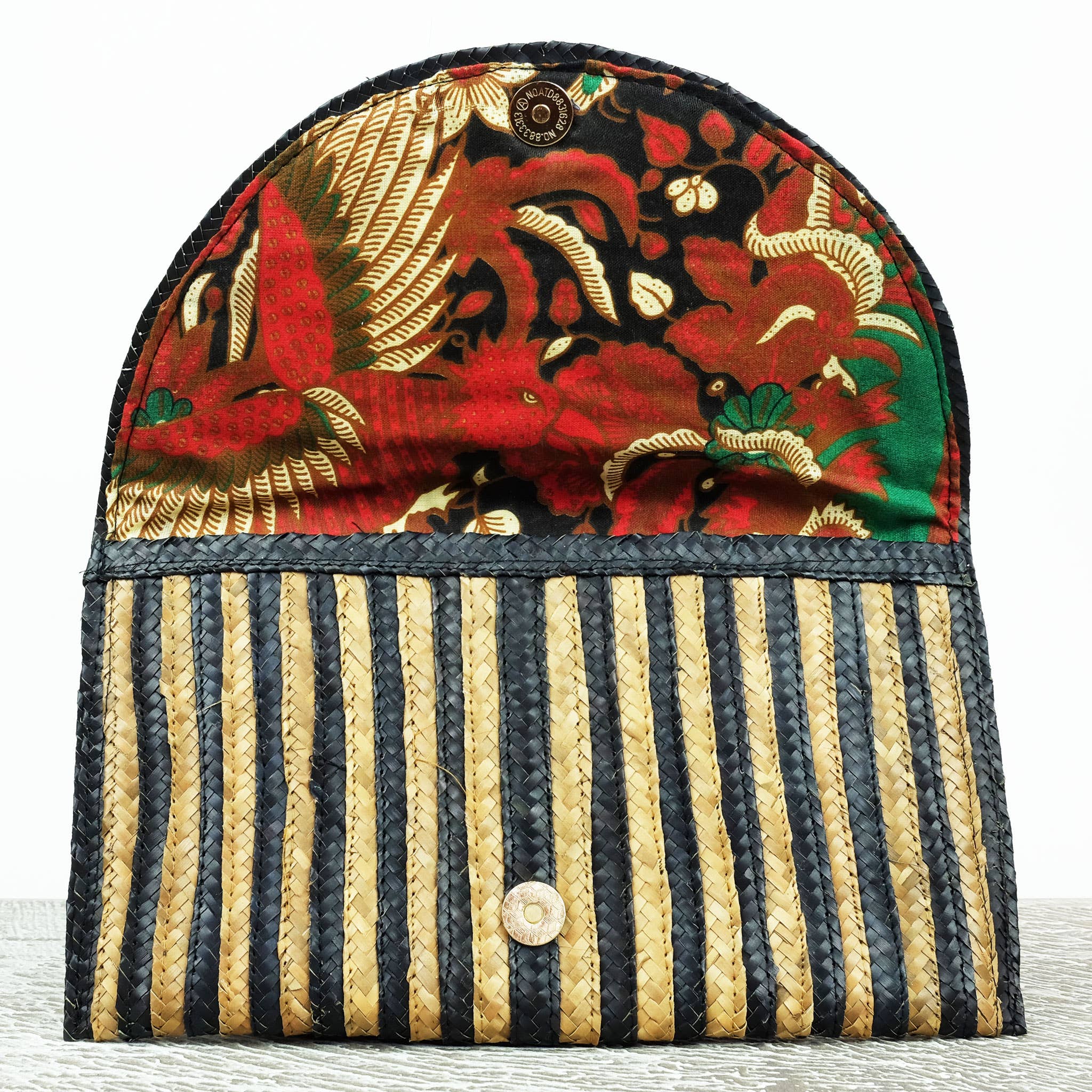 The Winding Road - Wholesale Clutch Bag - Women's - Straw Clutch Black and Natural Stripe2