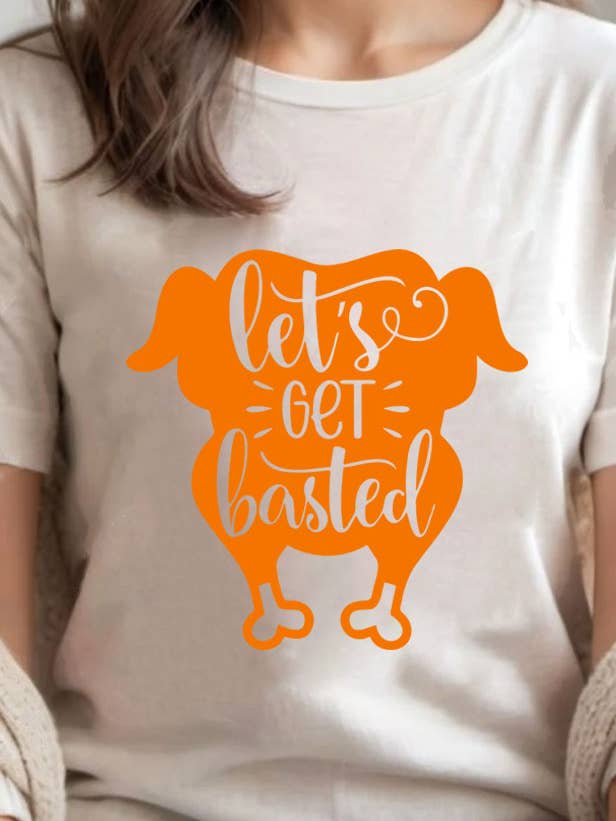 T-shirt unisexe à col rond Lets Get Basted, Thanksgiving pour la vente par Top Avenue