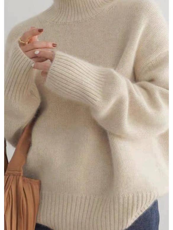 Lark & Lily Boutique - Wholesale Knit Sweater - Women's - Cozy Grey Turtleneck Sweater - Chic Comfort