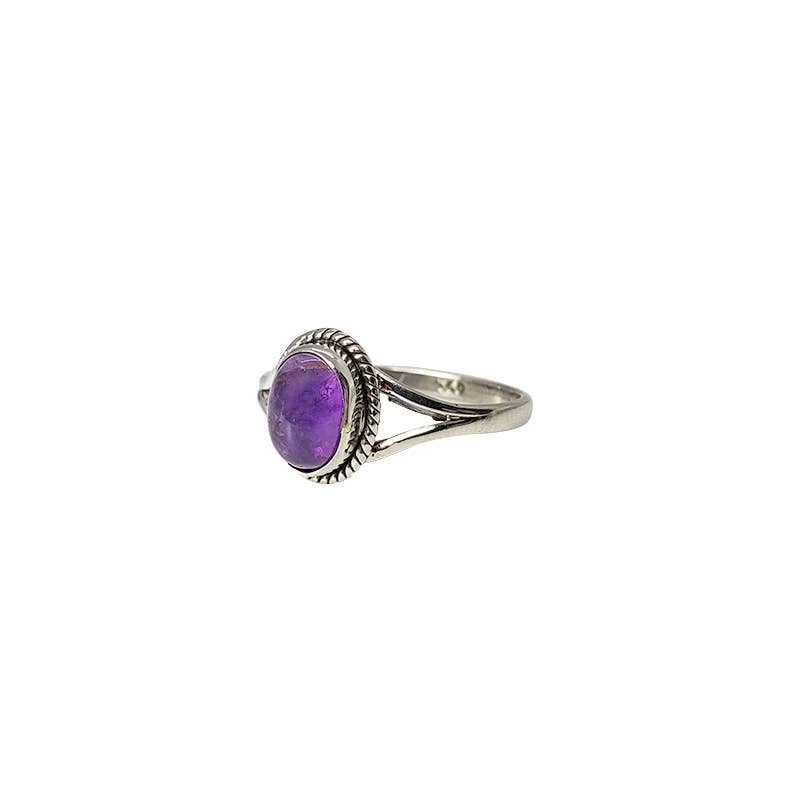 Amberman - Wholesale Single Stone/Solitaire Ring - Amethyst Stone Sterling Silver Ring2