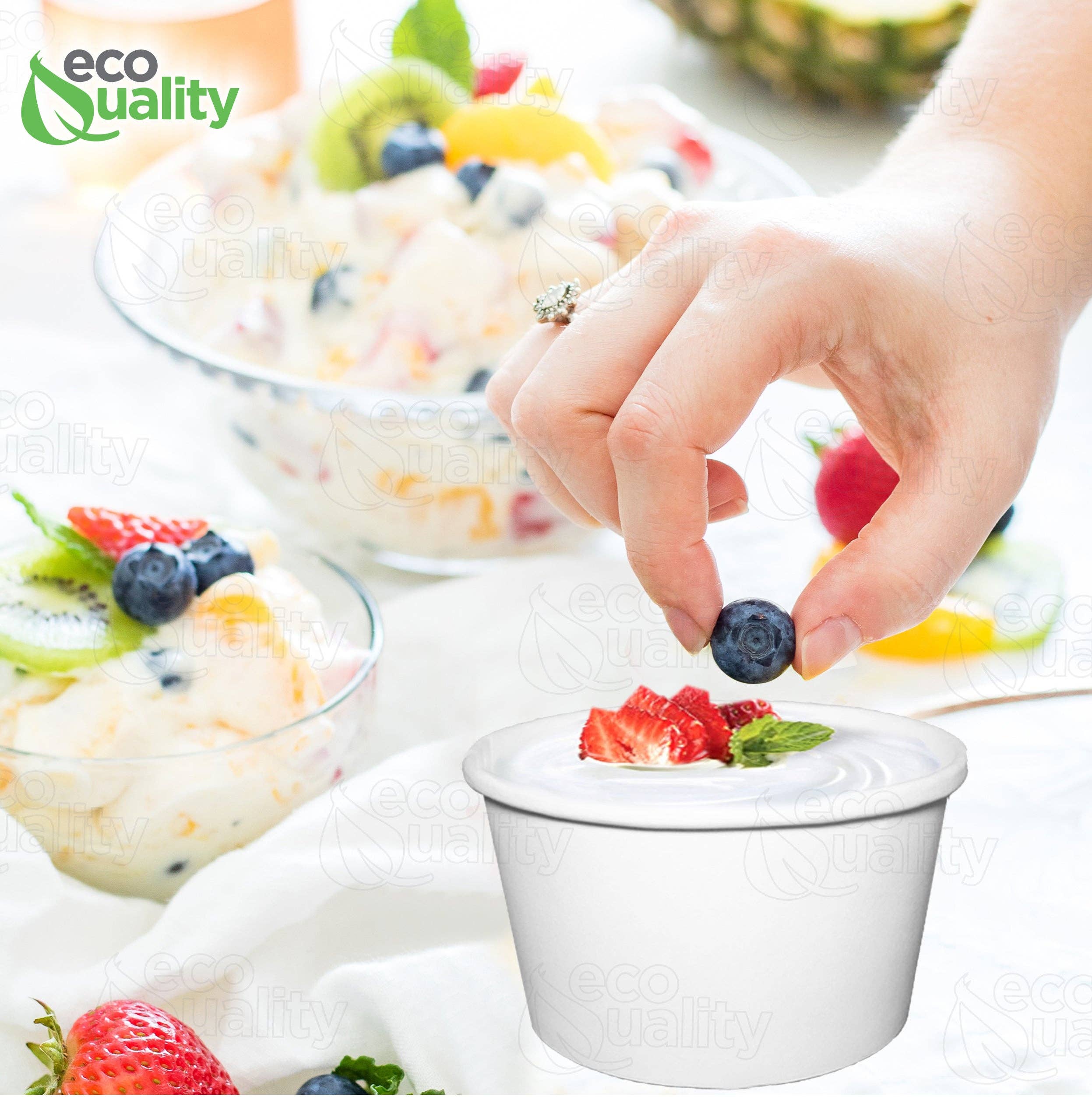 EcoQuality - Venta al por mayor Taza desechable - Recipientes de sopa de papel blanco desechables de 8 oz7