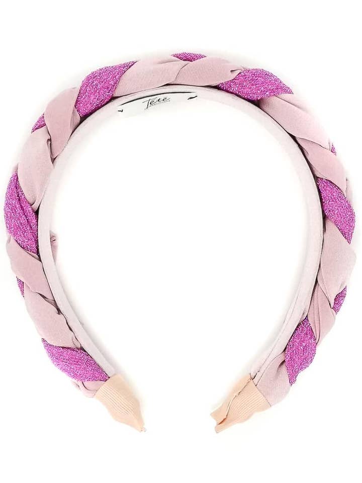 Frida haarband in poederroze jersey en barbie roze lurex voor wholesale door Tétè Accessories