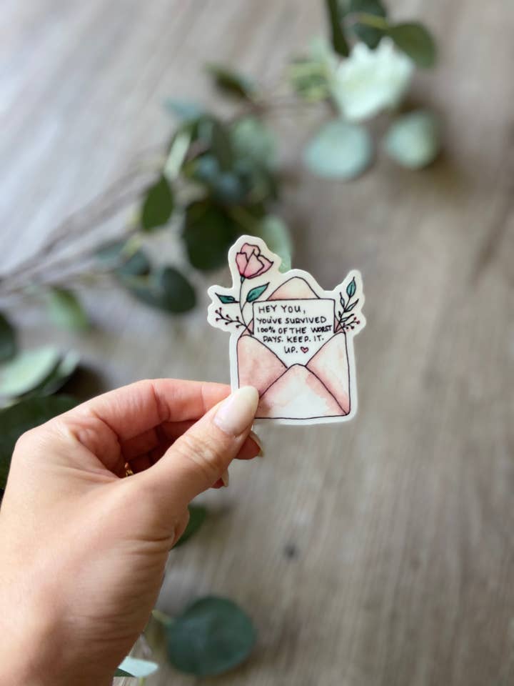 Sticker - Survived 100% of Bad Days for wholesale by Ink + Splash