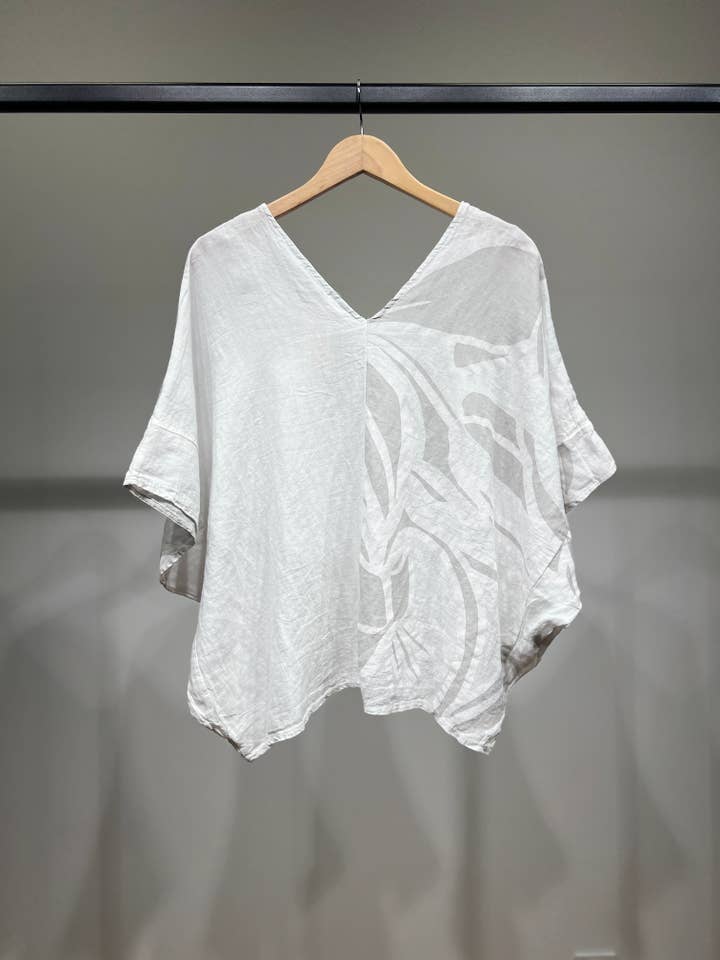 L'Emotion - Vendita all'ingrosso Camicetta - Donna - Maglia in lino 100% con scollo a V e maniche a pipistrello con motivo floreale10