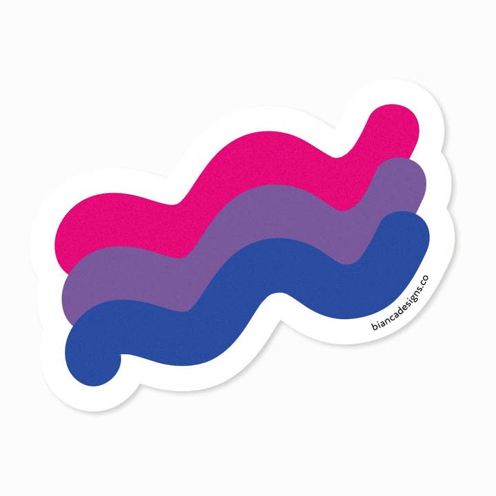Bisexual Squiggly Pride Sticker for wholesale by Bianca's Design Shop
