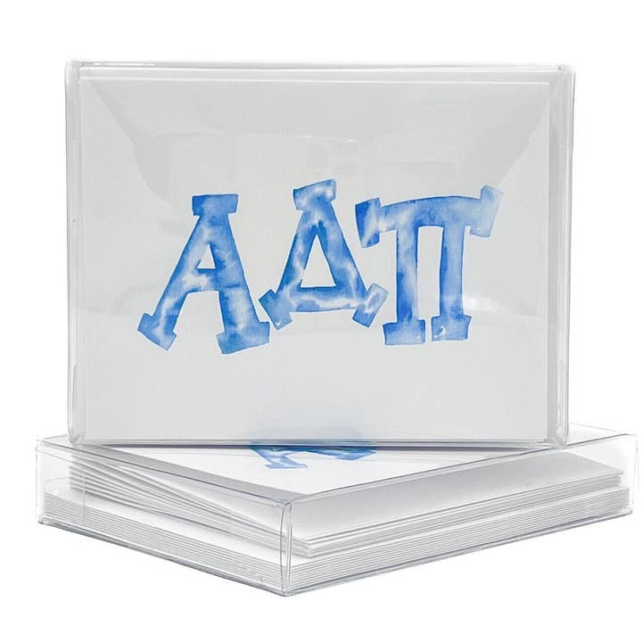 Watercolor Alpha Delta Pi Folded Notes - Greek for wholesale by Rachel Brooks Design, LLC