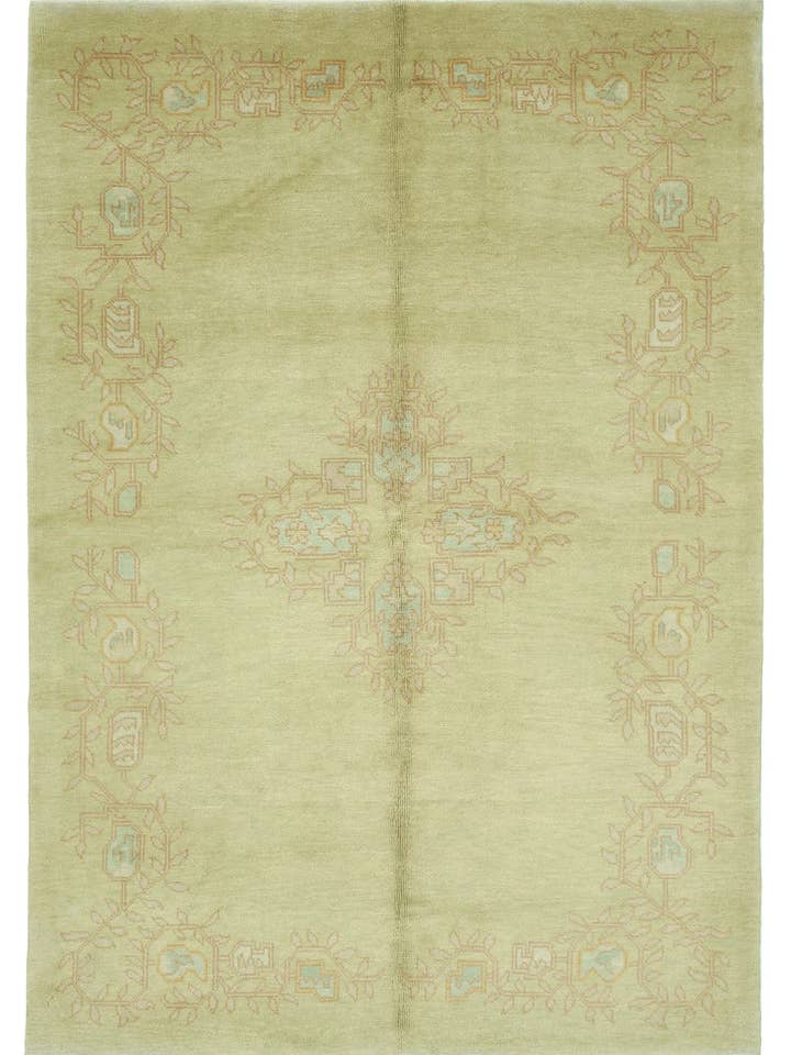 Tapete Oushak Verde 6x9 - 33844 por atacado de RUG N CARPET
