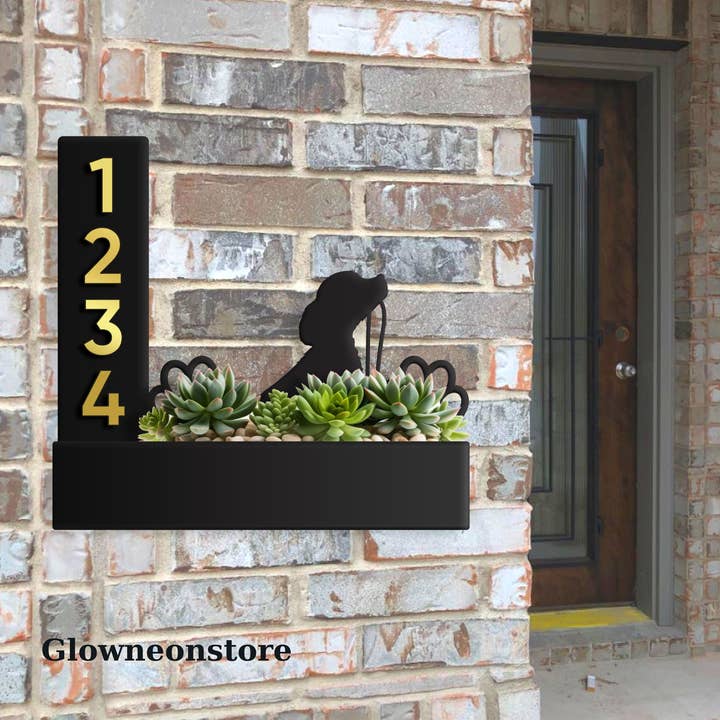 Glow Neon - Wholesale Sign - Custom Cocker Spaniel Dog Planter House Number Address Sign2