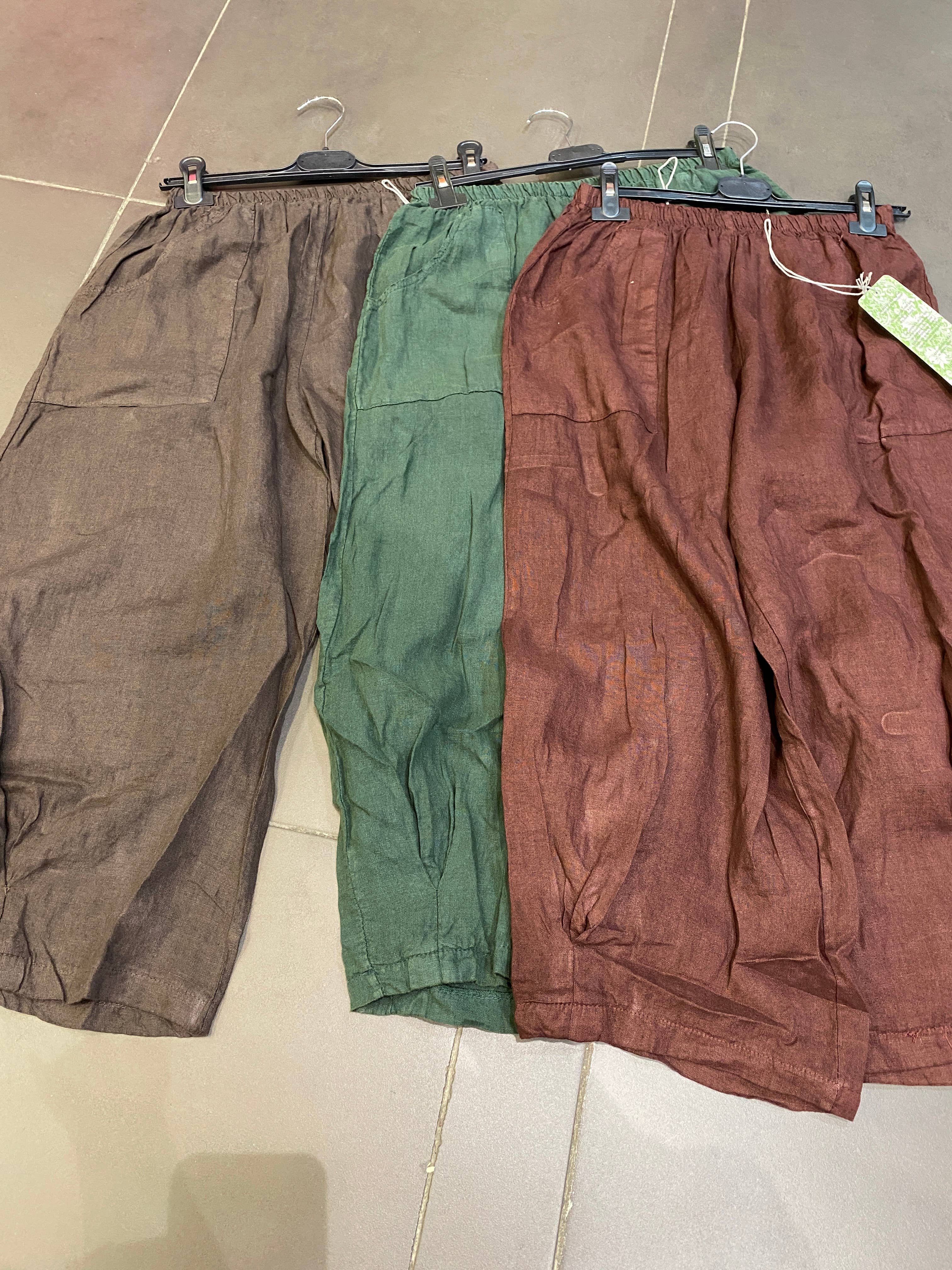 la maison des fibres naturelles - Vente Pantalon – femme - pantalon large en lin 6353 +size 100% linen made in Italy34