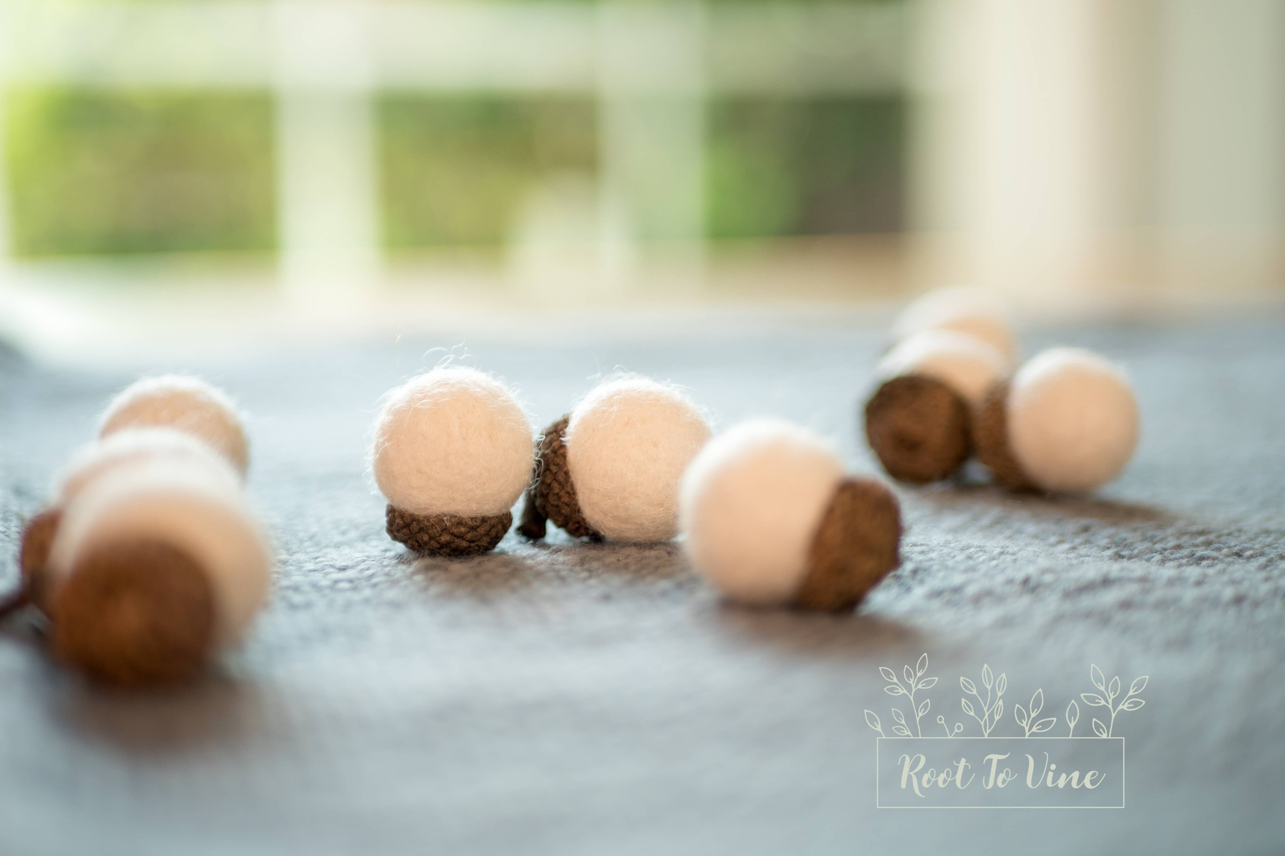 Root To Vine - Wholesale Decorative Tabletop Object - Fall Felt Acorns-White Set of 12-Fall Decor-Halloween Decor 1