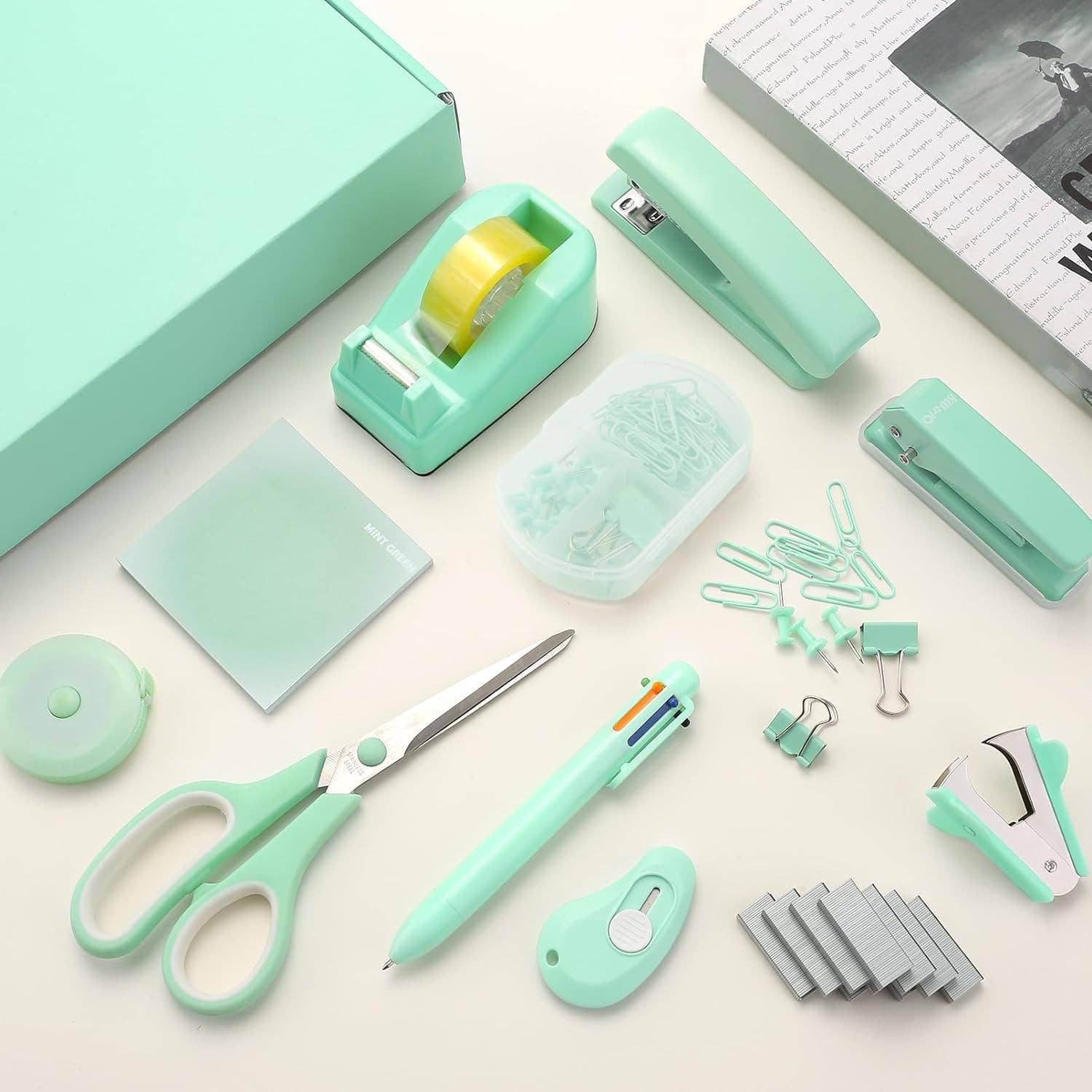 VIGOR - Vente Assortiment pour bureau - Kit d'accessoires de bureau mignons - Agrafeuse, perforatrice et fournitures de bureau7