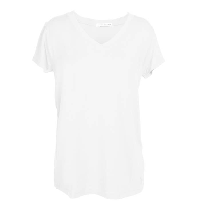 Amanda Blu - Wholesale T-Shirt - Women's - White Short Sleeve V Neck Top