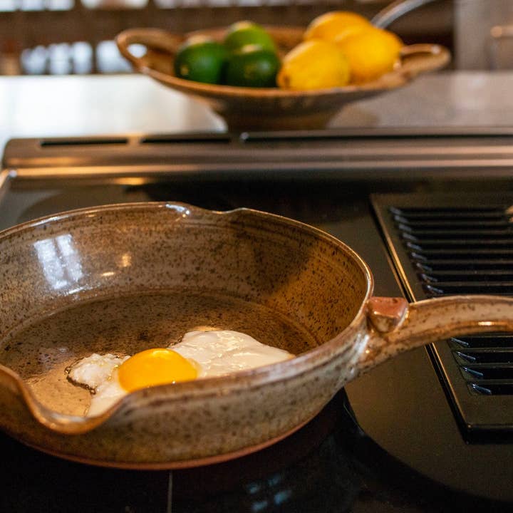 Small Skillet, Handmade Pottery For Stovetop for wholesale by Clay Coyote