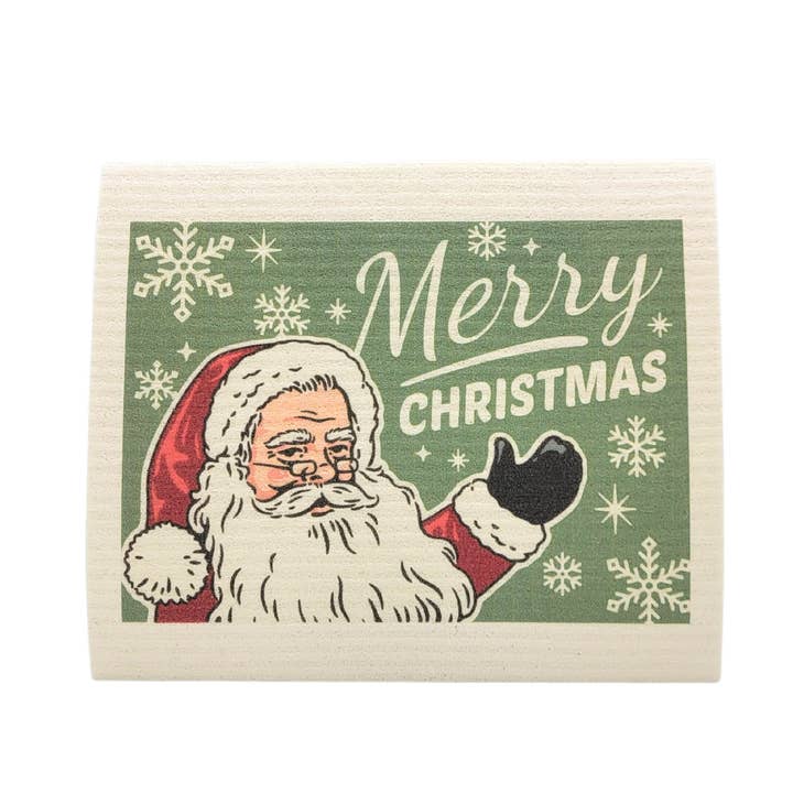 Merry Christmas Santa Swedish Dishcloth - Christmas Decor for wholesale by Driftless Studios