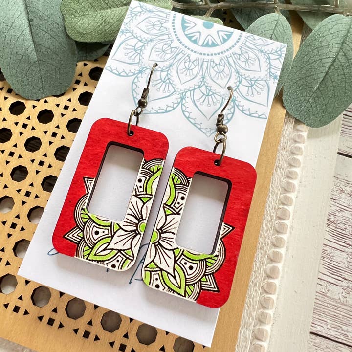 Seasideblooms - Wholesale Dangle Earrings - Â hand painted lightweight maple wood earringsÂ