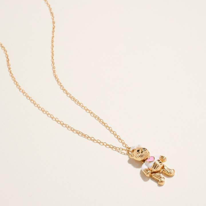 Designature New York - Wholesale Pendant/charm necklace - Valentines Day Teddy Bear Metal Bow Short Necklace3