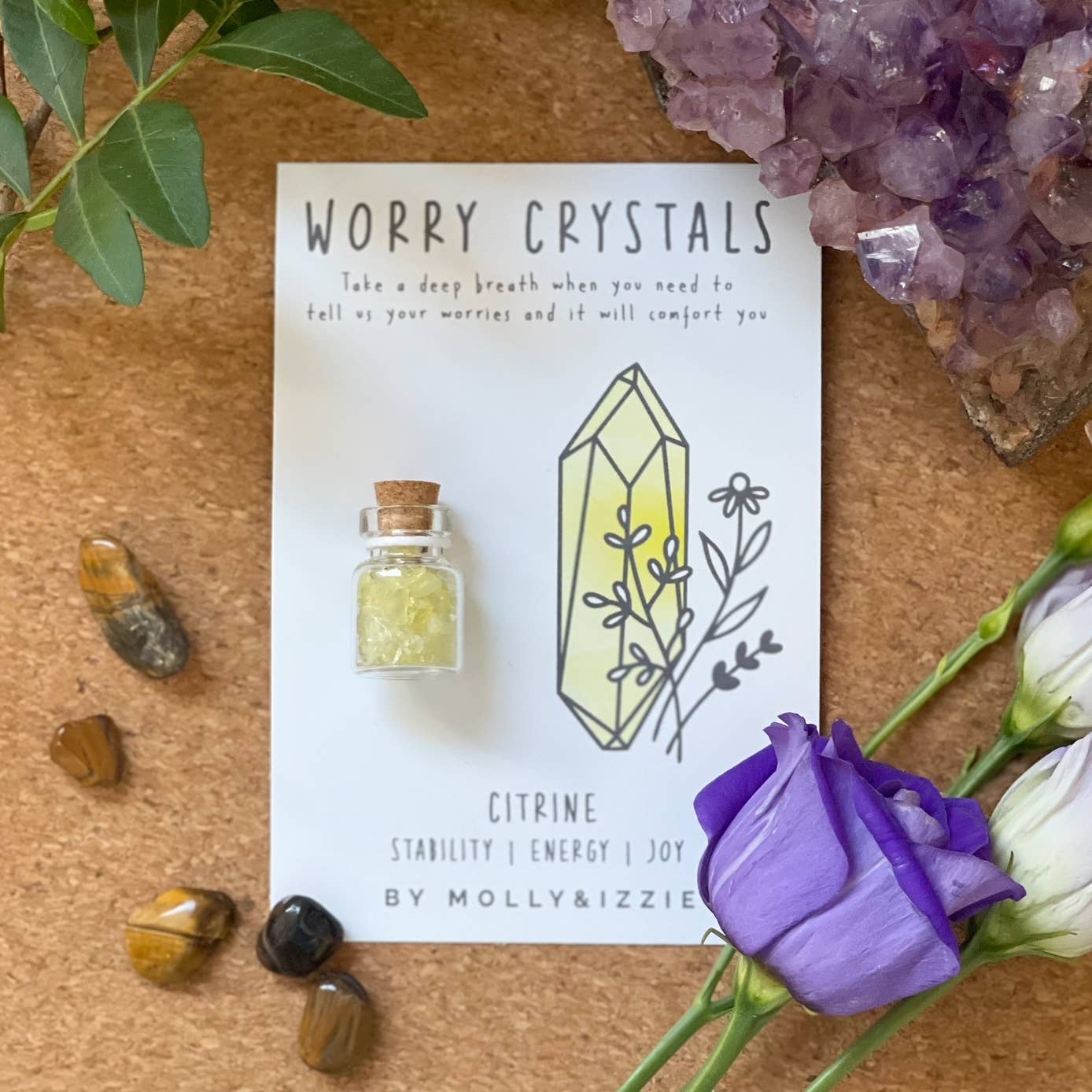 by Molly&Izzie – wholesale Spiritual stone/crystal – Citrine Worry Crystal on Card1