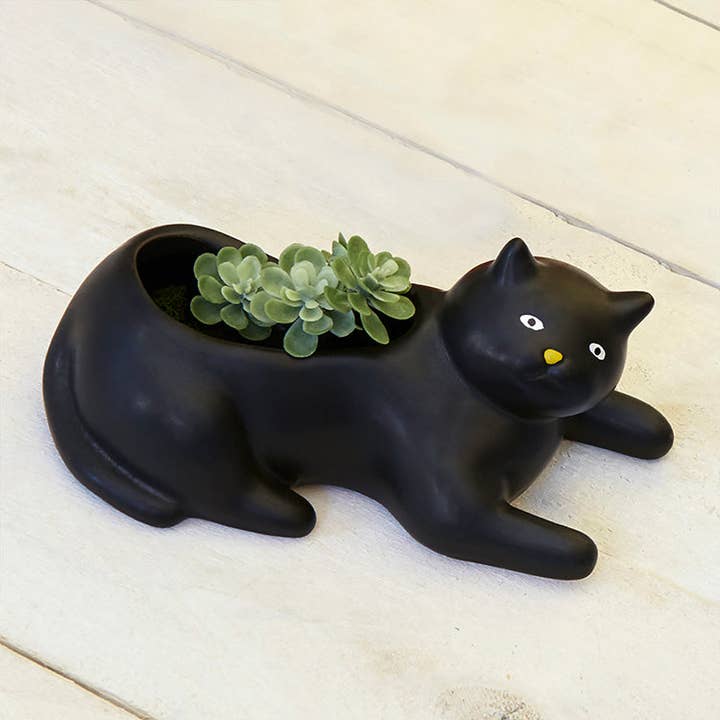Kikkerland Design Inc - Wholesale Plant Pot - Cosmo The Black Cat Planter