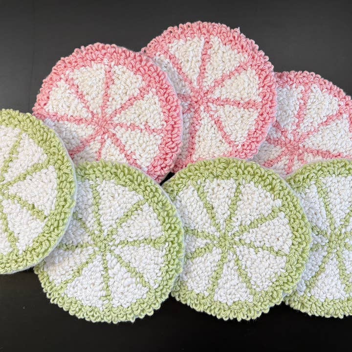 Coffee coaster, punch needle mug rug, candle mat for wholesale by Chickadee Creations