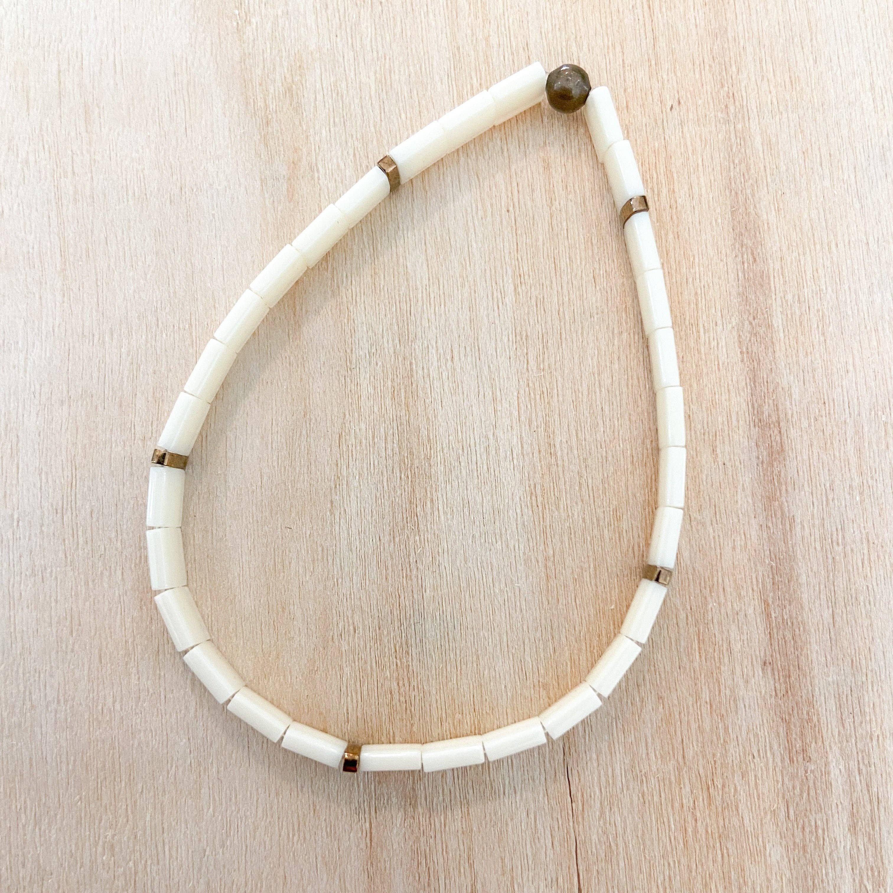 Libbies Bracelets - Wholesale Beaded Bracelet - Always Shiny Cream and Bronze Beaded Bracelet2