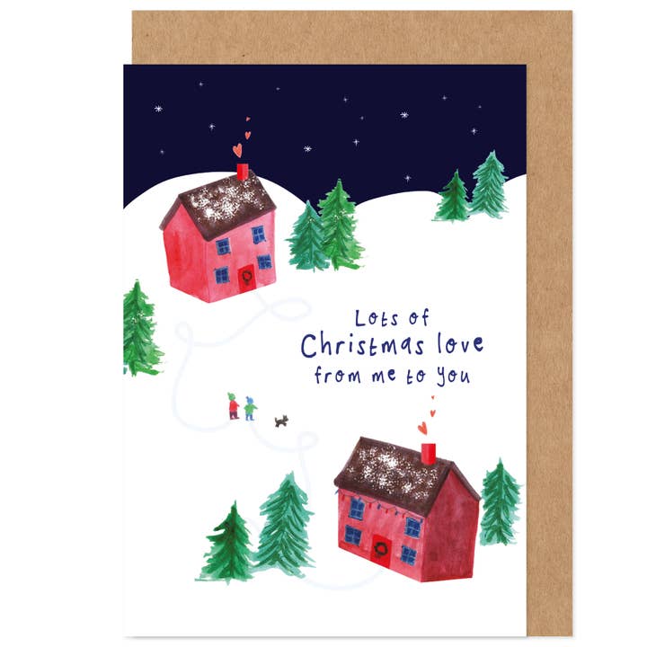 Maisons douillettes - Carte de Noël - De moi à toi pour la vente par Bow & Bell