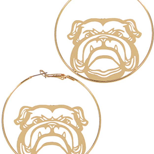 Grace Ann Designs - Wholesale Hoop Earrings - Bulldog Hoops (Gameday Accessory)