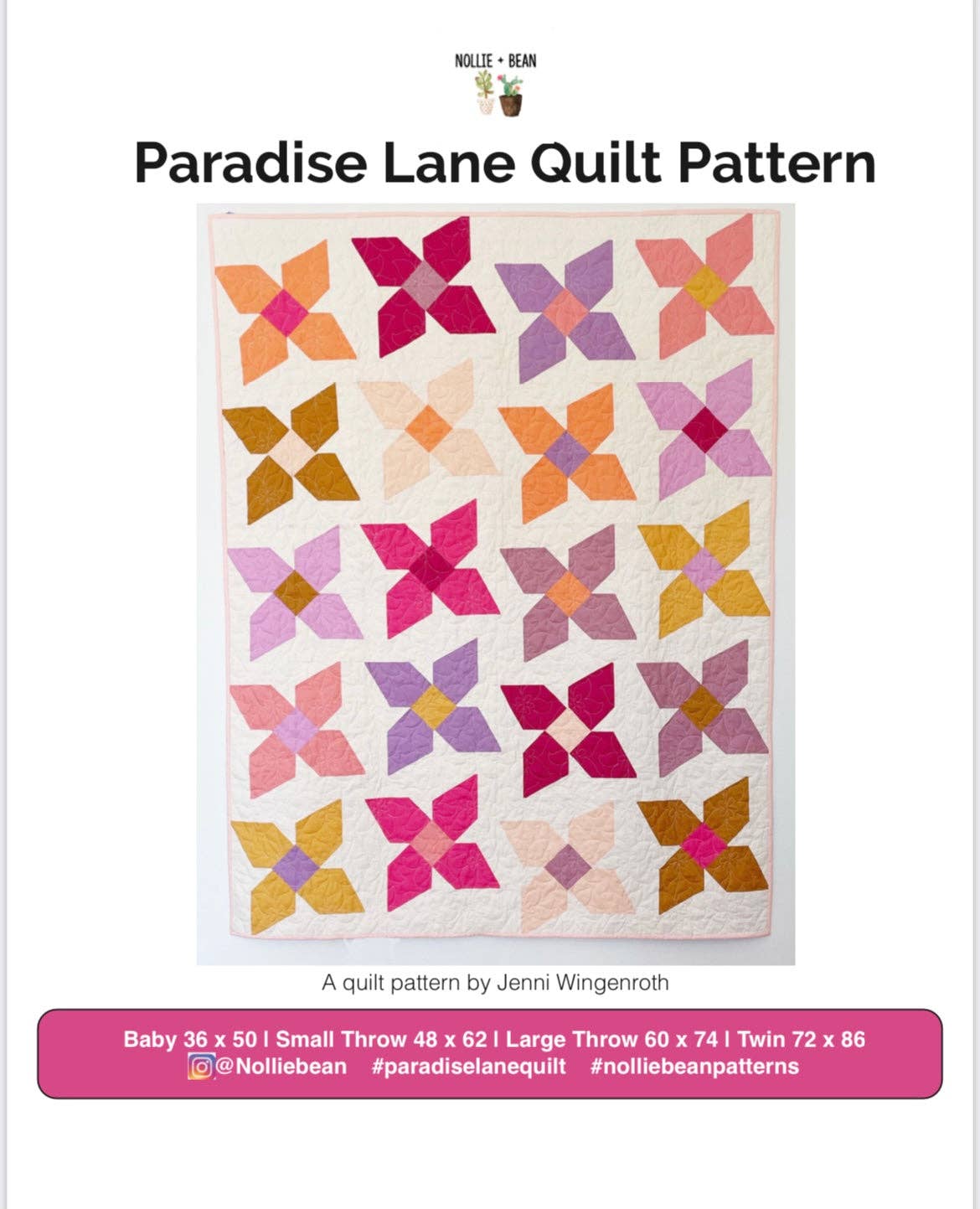 Nollie Bean – Großhandel Bastel-Nähset – Paradise Lane Quiltmuster (gedruckt)
